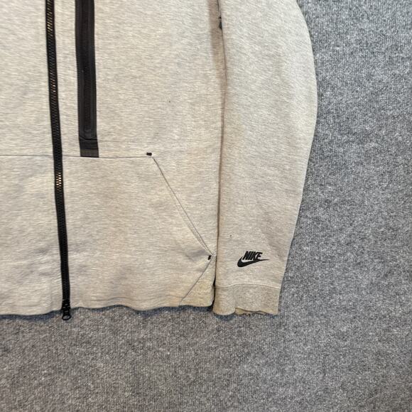 Nike Tech Sweatshirt Mens Medium Gray Full Zip Tech Fleece Swoosh Stretch Flaw - Picture 3 of 12